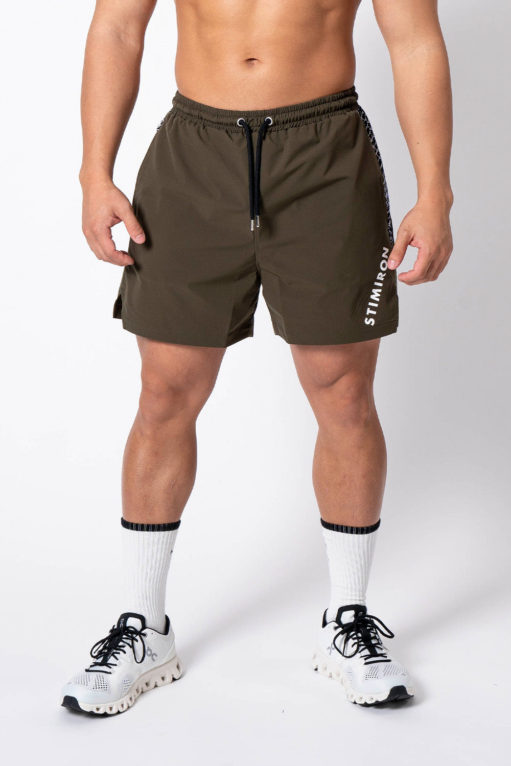 STIMIRON GEOMETRIC SHORT PANTS - KHAKI | 山岸秀匡